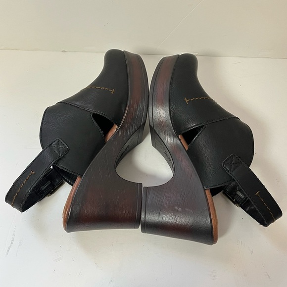 BOC Born Cecila Black Leather Platform Mules Clog Size 7M - Picture 4 of 8